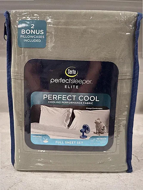 6 Pc FULL Serta Perfect Sleeper Elite Cooling Performance Fabric Sheet Set Green