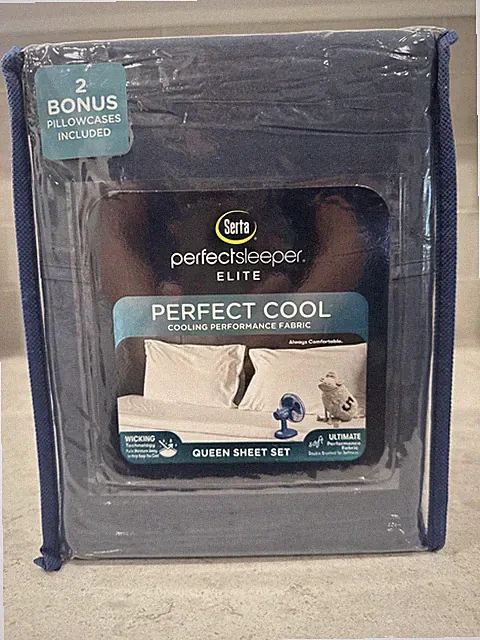6 Pc QUEEN Serta Perfect Sleeper Elite Prochill Cooling Fabric Sheet Set Blue