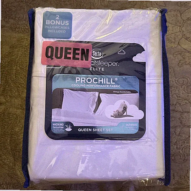 6 Pc QUEEN Serta Perfect Sleeper Elite Prochill Cooling Fabric Sheet Set White