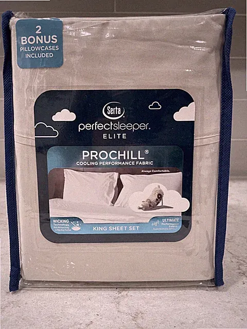 6 Piece KING Taupe Serta Perfect Sleeper Elite Prochill Cooling Fabric Sheet Set