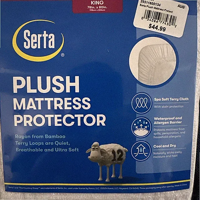 New Serta King Plush Mattress Protector Waterproof 78 x 80 Free Shipping