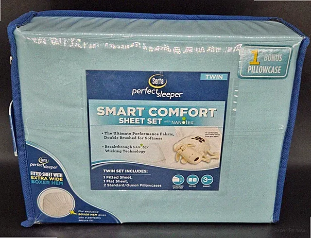 NEW Serta Perfect Sleeper Smart Comfort Twin Sheet Set 4pc Set Blue Breeze Color