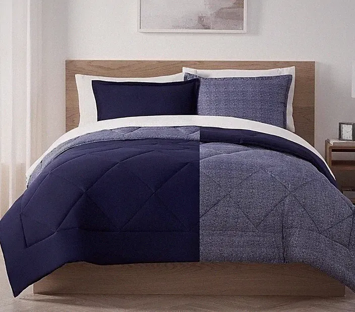 New Serta Supersoft 2 Piece Reversible Bedding Comforter Twin XL Blue $97 Msrp