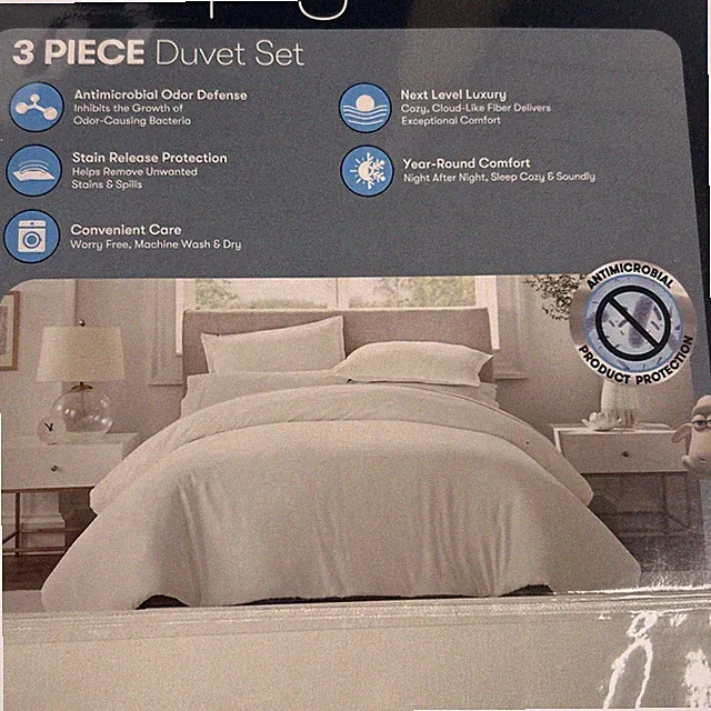 SERTA 3 Piece DUVET SET Size KING ( 1 Duvet - 2 shams) White New