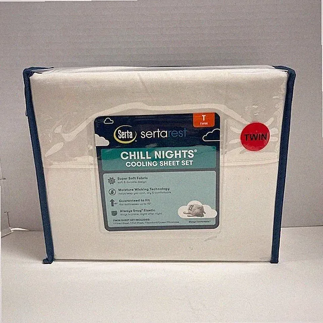 Serta Chill Nights Twin Cooling Sheet Set Cream OFF WHITE New in Package
