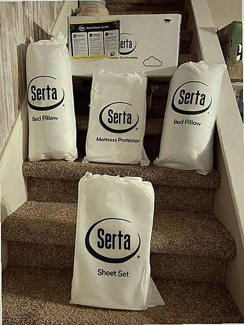 Serta Classic Bedding Bundle Queen Size Mattress Protector, Sheet Set And 2 Pill