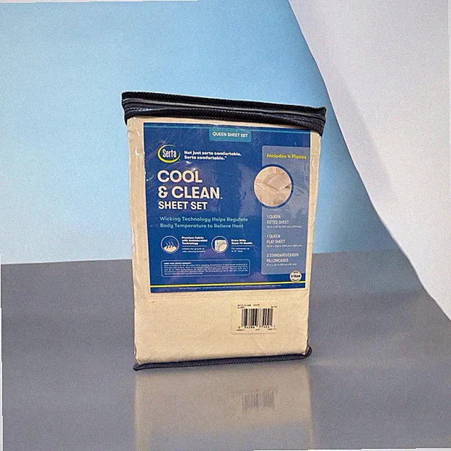 Serta Cool & Clean 4-PC. - Sz: Queen Microfiber Sheet Set w/ Antimicrobial -New