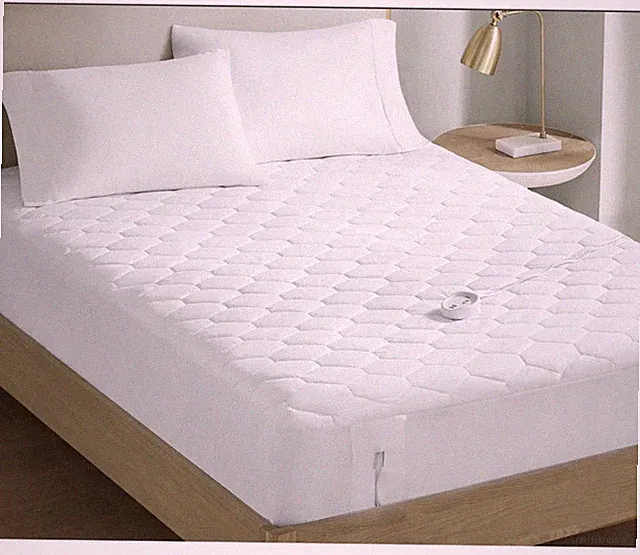 Serta Cotton Rich Queen Heated Mattress Pad 5 Heat Settings 60” X 80” X 15”