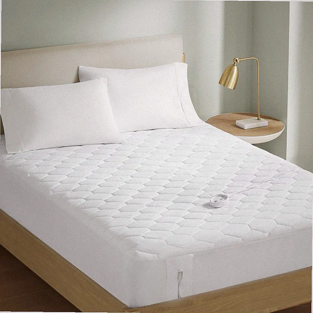 Serta Cotton Rich Twin Heated Mattress Pad. 5 Settings Two Controllers New