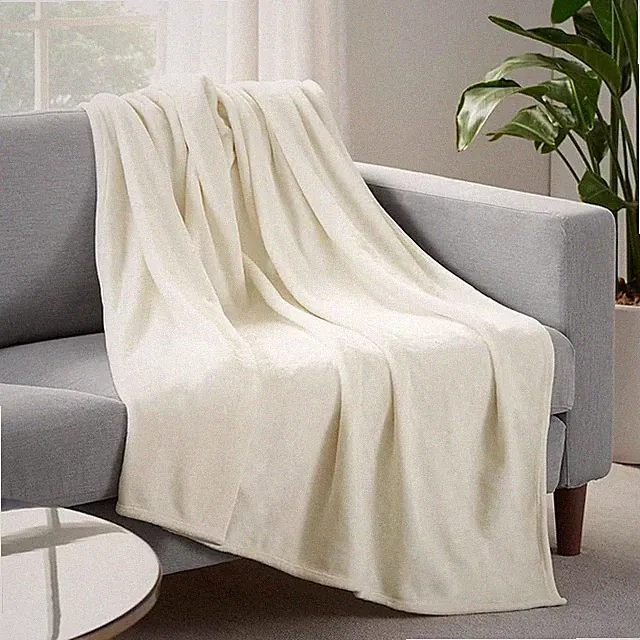 SERTA Cozy Plush Thick Super Soft Lightweight Throw Blanket 50"X60" Off White