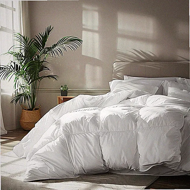 Serta Goose Feather Down Fiber Cotton Comforter Queen Size - 100% Cotton Duvet I