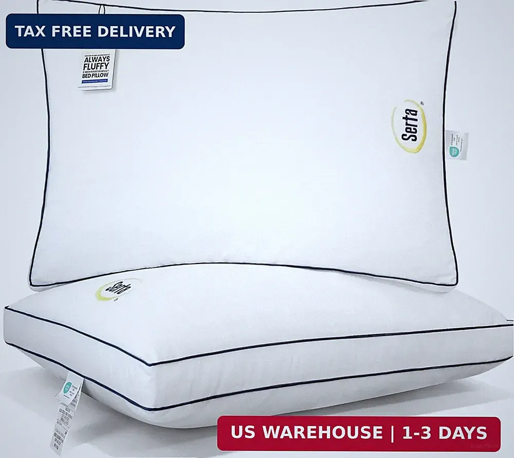 Serta Hotel Collection Bed Pillows Queen/Standard Size Set of 2, 400 Thread Coun