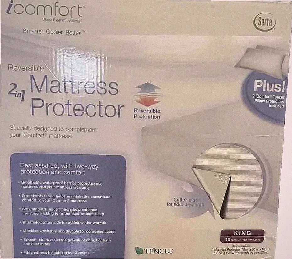 Serta iComfort Sleep System 2in1 Mattress Protector King Size $109 Retail Price!