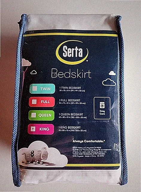 SERTA KING BEDSKIRT WHITE 78" x 80" x 13" Easy Care NIP
