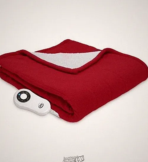 Serta MicroFleece Sherpa Electric Heated Warming Throw Blanket Red Pepper