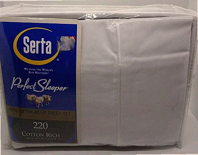 Serta Perfect Sleeper 4pc Oversized Deep Pocket 220Thread Cotton Rich Sheet Set