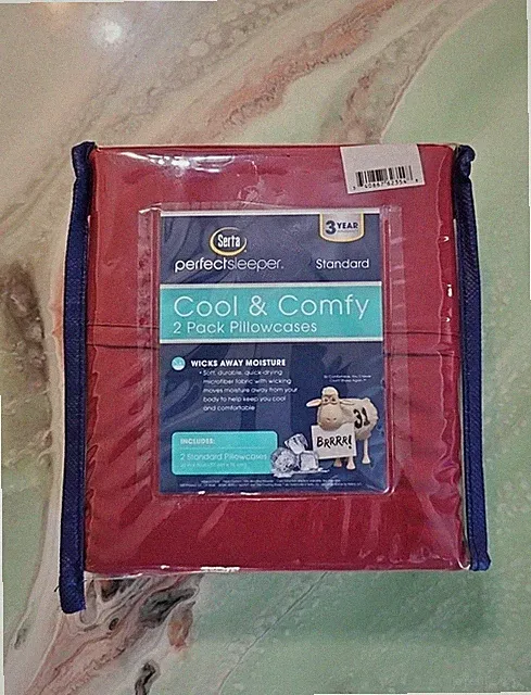 Serta Perfect Sleeper Cool & Comfy 2 Pack Pillowcases Burgundy/Red Standard NEW