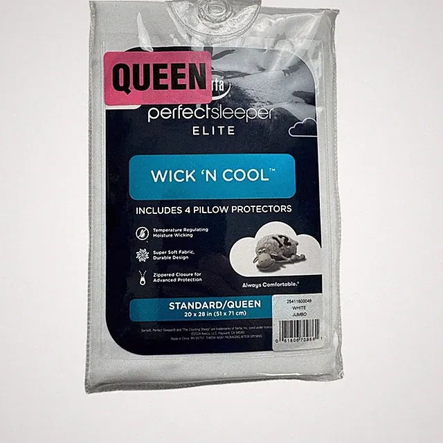 Serta Perfect Sleeper Elite Wick N Cool 4 Pack Pillow Protectors Queen White