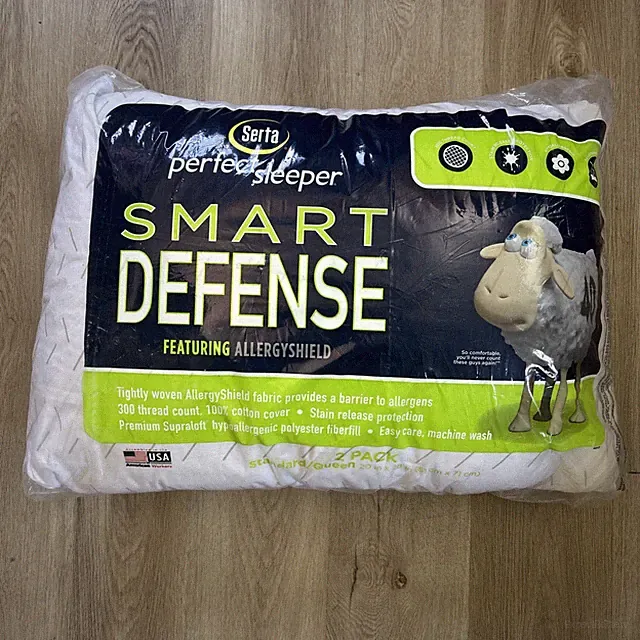 Serta Perfect Sleeper Pillows 2 Pack Allergy Shield Defense Standard Queen New