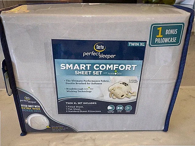 SERTA PERFECT SLEEPER SMART COMFORT SHEET SET WITH NANOTEX TWIN XL ~ GREY ~ NIP