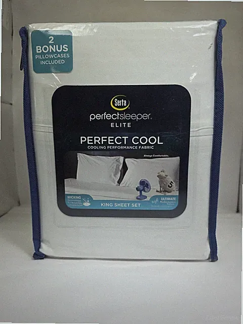 Serta Perfect Sleeper Soft White 6 Piece King Perfect Cool Sheet Set NIP