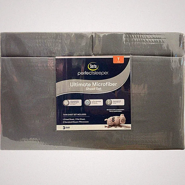 Serta Perfect Sleeper Ultimate Microfiber 4 Piece Sheet Set, Grey, Twin