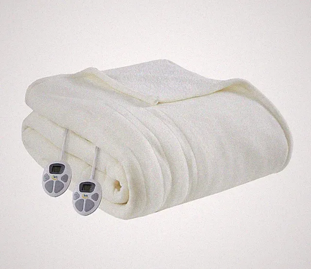 Serta Plush With Sherpa Reverse Electric Supersoft Heated Blanket WHITE Full