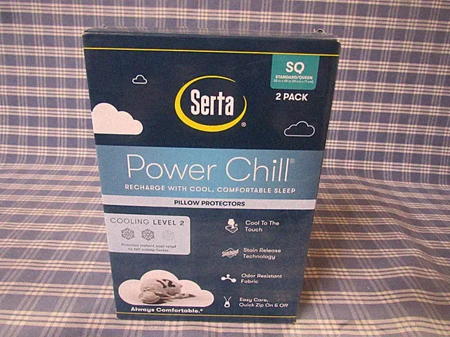 Serta Power Chill Cooling Pillow Protectors Queen Size (New 2 Pk) FREE SHIPPING.