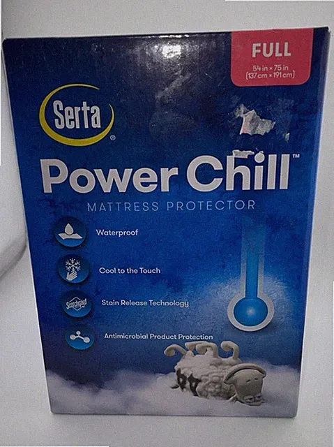 Serta Power Chill Mattress Protector Waterproof Antimicrobial Size Full NEW