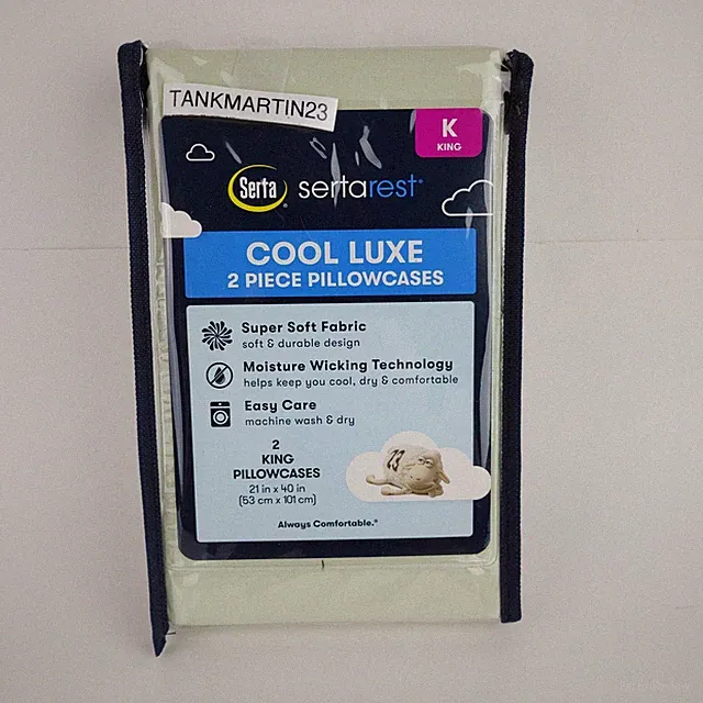 Serta Rest Cool Luxe 2 Pillowcases Pastel Green King 21 x 40