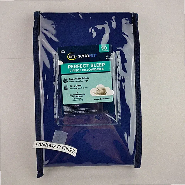 Serta Rest Perfect Sleep 2 Pillowcases Dark Blue Standard / Queen New