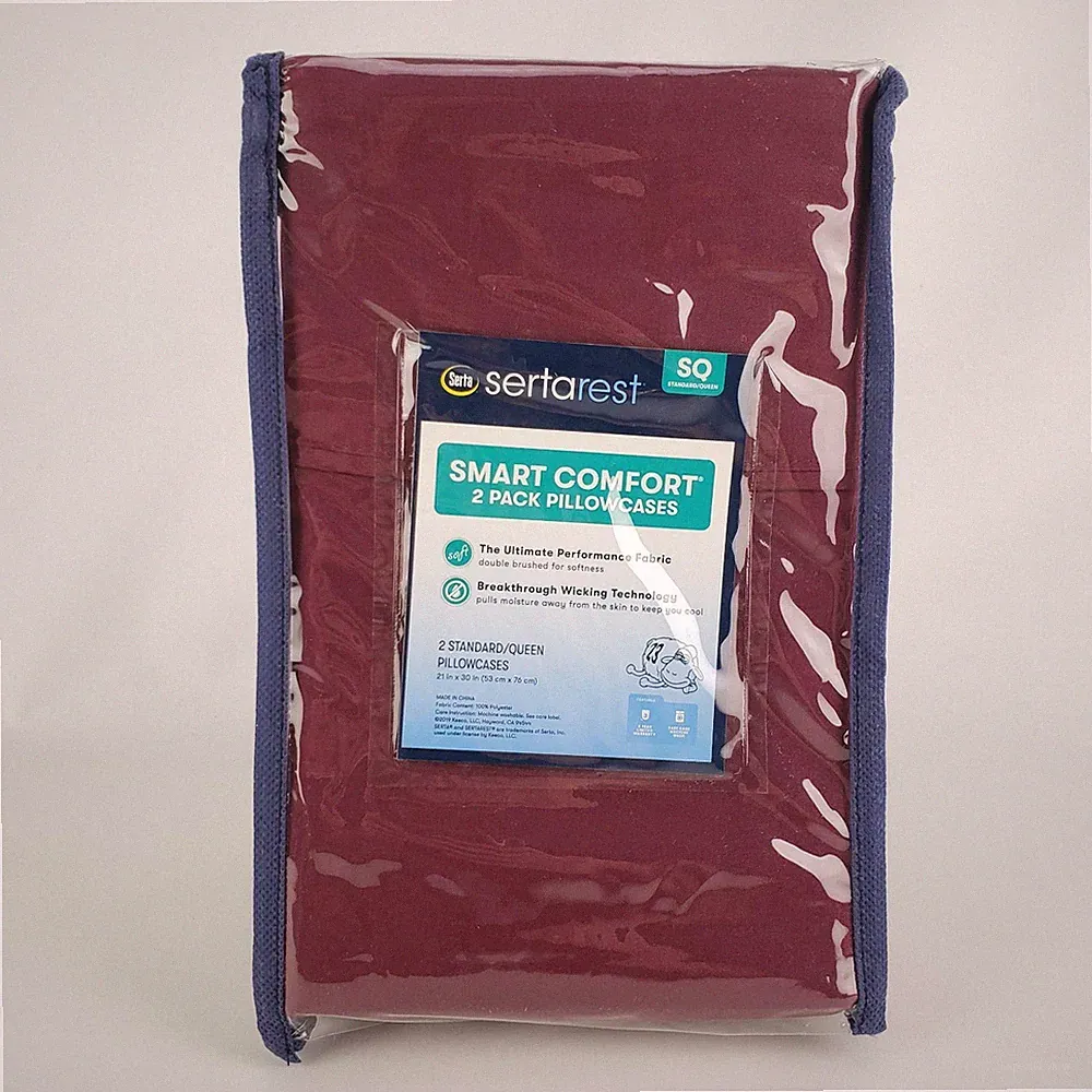 Serta Rest Smart Comfort Bedding 2 Pack Pillowcases Red Standard/Queen
