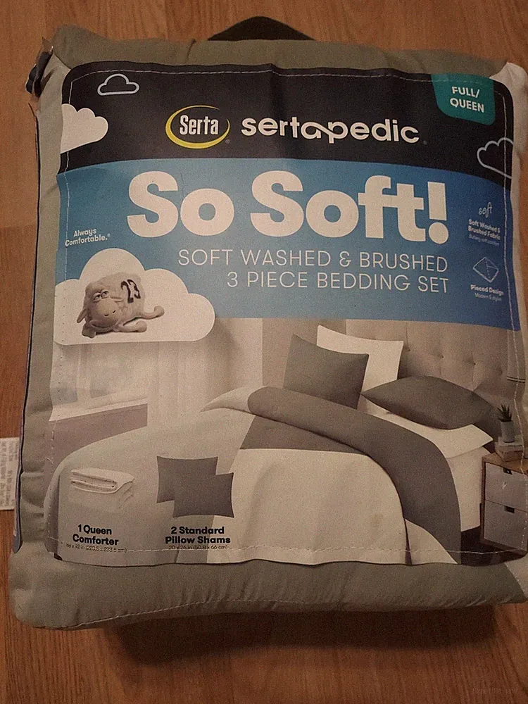 Serta Sertapedic So Soft F/Q Soft Washed & Brushed 3 Pc. Bedding Set (NEW)