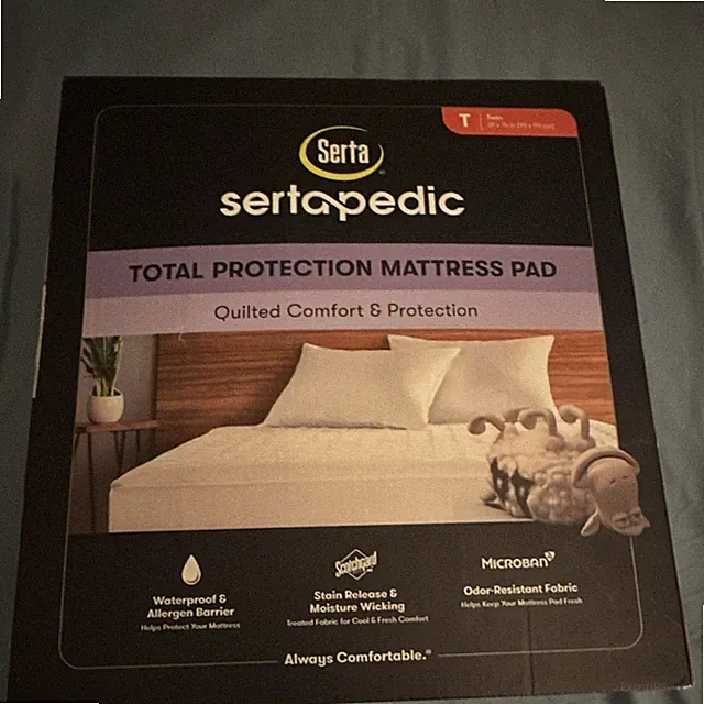 Serta Sertapedic Total Protection Twin Mattress Pad Waterproof Microban White