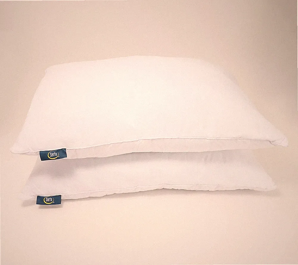 Serta Set of 2 Quilted Natural Fill Microfiber Bed Pillows King White 20" x 36"