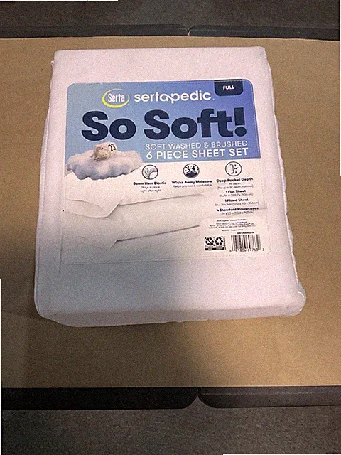 Serta Sheet Set FULL So Soft 6 PC Deep Pocket Boxer Hem Cool Comfort White
