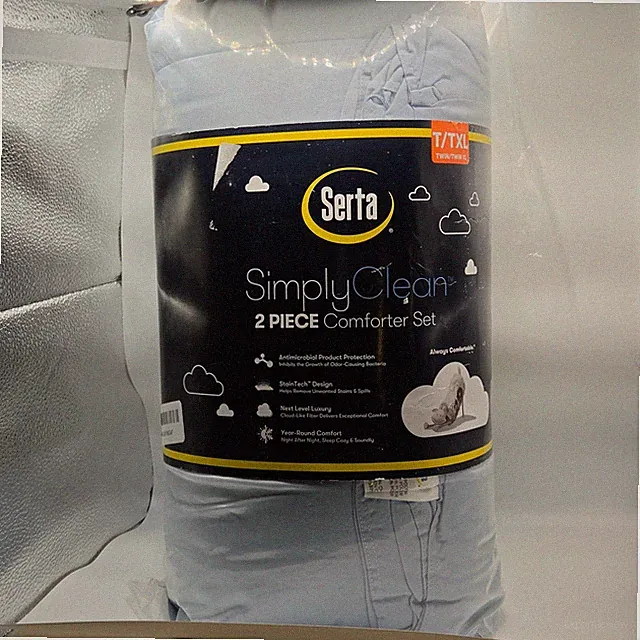 Serta Simply Clean 2-Piece Comforter Set light blue with comforter and sham