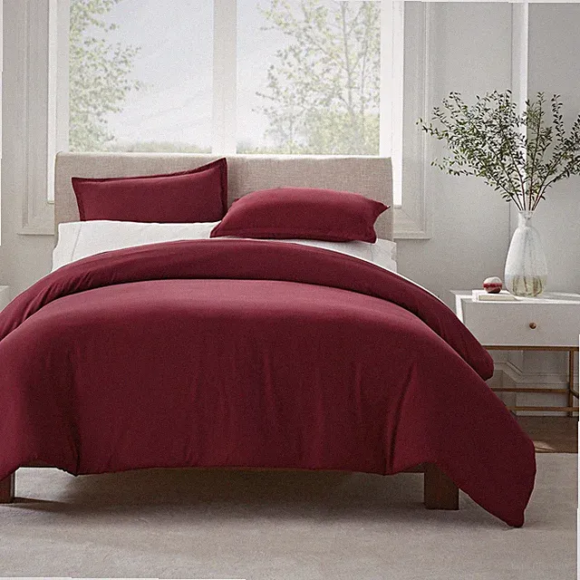 Serta Simply Clean 3-Piece Solid Duvet Set, Red, Twin/Twin-XL