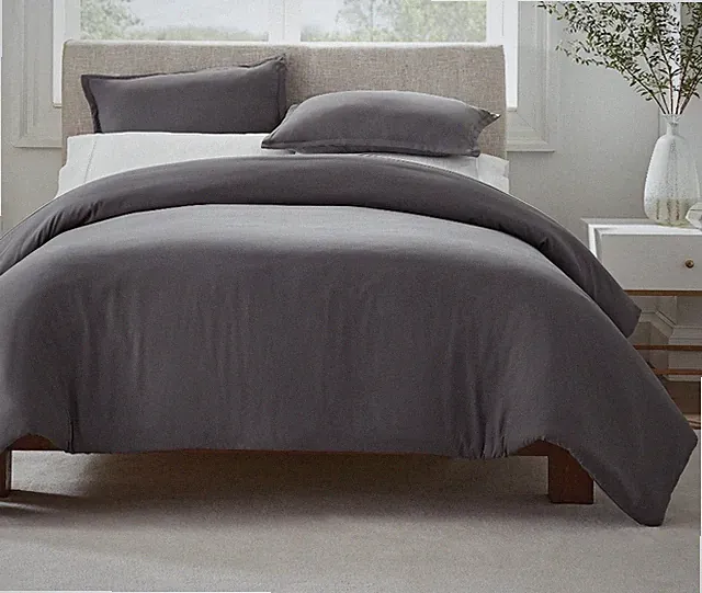 Serta Simply Clean Antimicrobial Charcoal Grey Full Queen 3 Piece Duvet Set