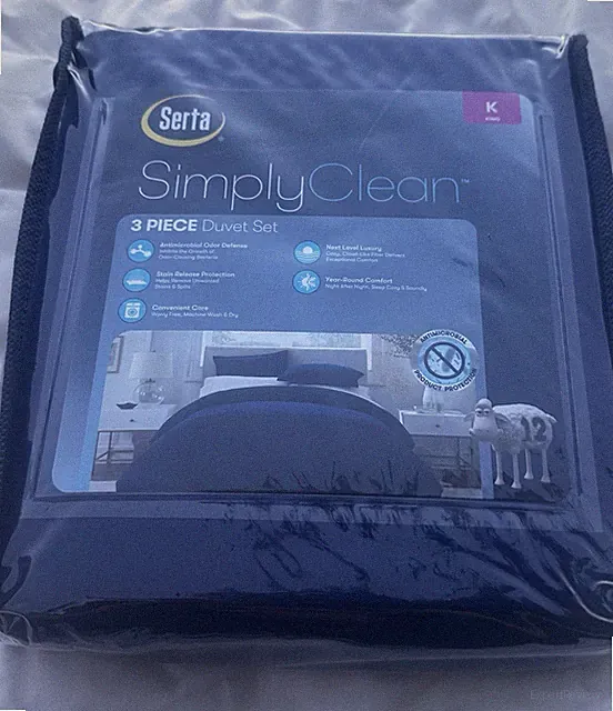 Serta Simply Clean Comforter Set King, 3-Piece Duvet Set-Duvet And 2 King Shams