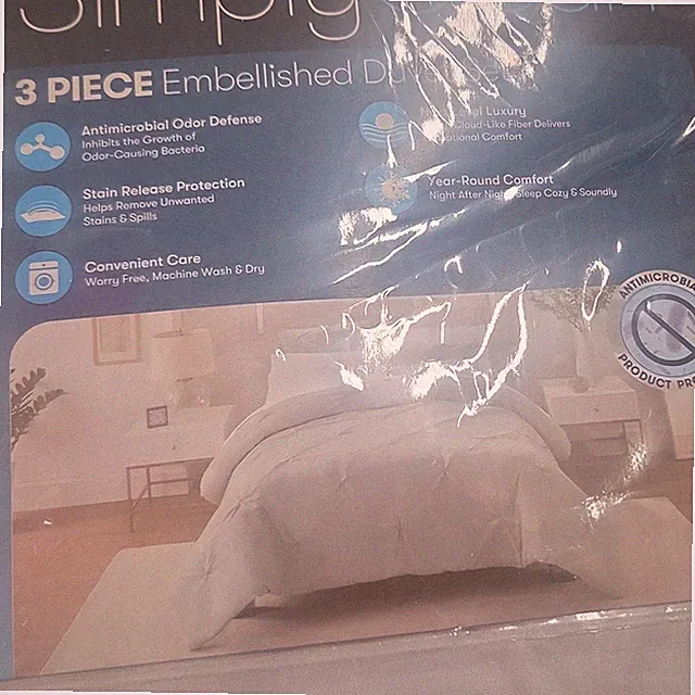 Serta Simply Clean Embellished Full/Queen 3-Piece White Duvet Cover Set