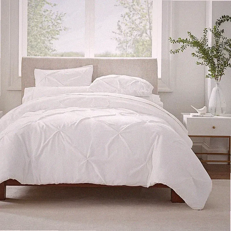 Serta Simply Clean Pleated Solid Duvet Cover Set Ultra Soft Microfiber