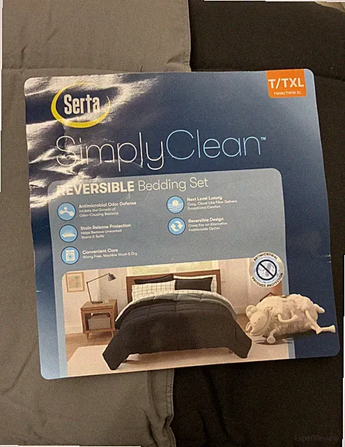 🧷 Serta,Simply Clean,Size T/TXL, Reversible Bedding Set Gray/black🆕