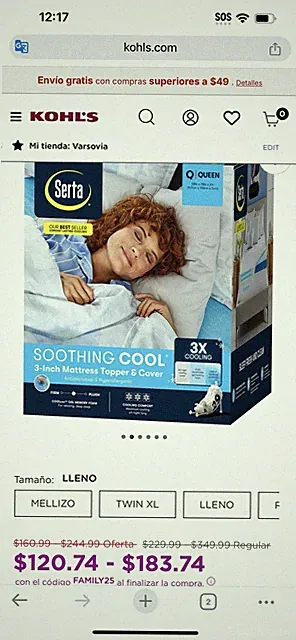 Serta Soothing Cool 3X Cooling Gel Memory Foam 18" X 28" Queen Pillow White NOB