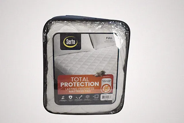 Serta Total Protection Mattress Pad Full White Waterproof Antimicrobial Allergen