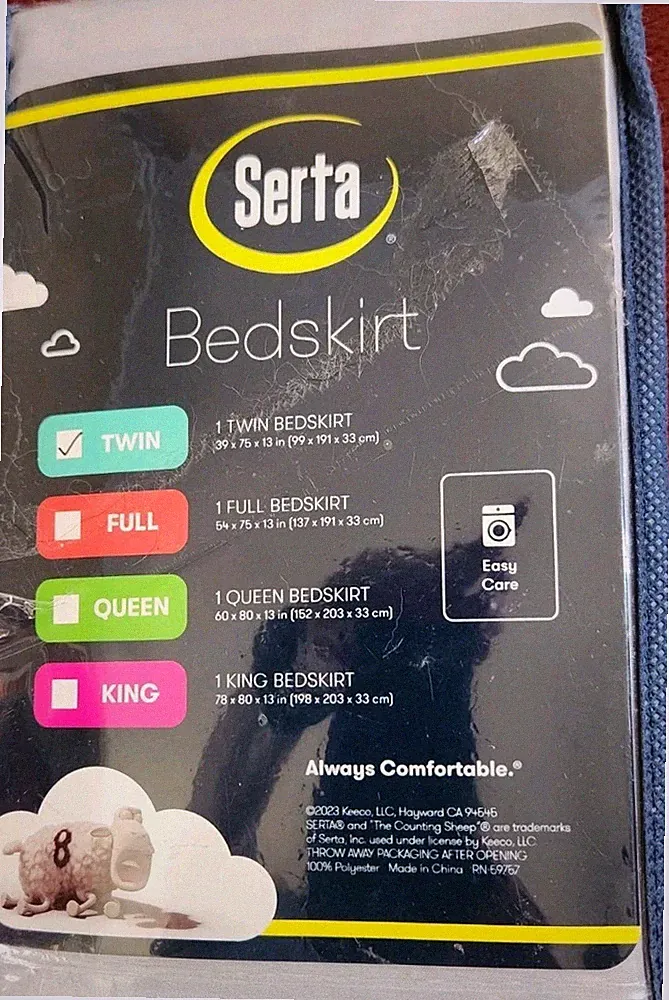 Serta Twin Sized Bed Skirt, Light Gray, Unopened Package