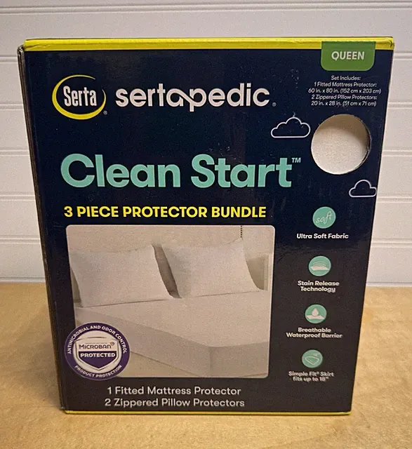 Sertapedic 3 piece QUEEN Mattress & Pillow protector bundle Serta NEW