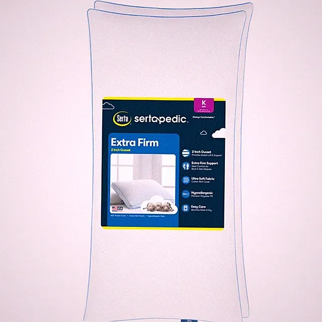 Sertapedic Extra Firm Bed Pillow, King, 2 Pack, Hypoallergenic